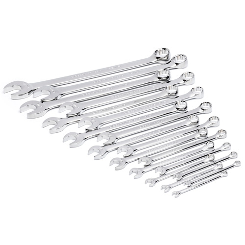 Jeu de cl&eacute;s mixtes SAE et longues &agrave; 12 pans dans un plateau de rangement en mousse, Ouverte, 19 morceaux, Imp&eacute;rial Distribution Industrielle GC