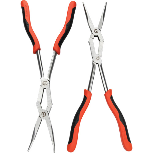 Jeu de pinces bimat&eacute;riau &agrave; bec long droite et pli&eacute;e X2, 2 Morcea Distribution Industrielle GC