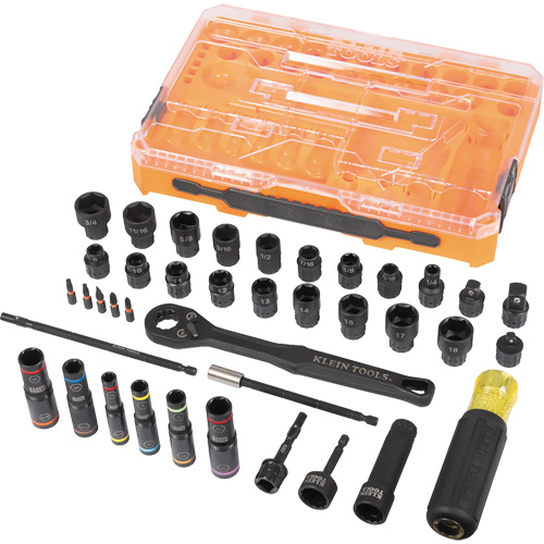 Jeu complet de douilles &agrave; chocs ouvertes & basculantes KNECT, 39 Mcx, Chocs Distribution Industrielle GC