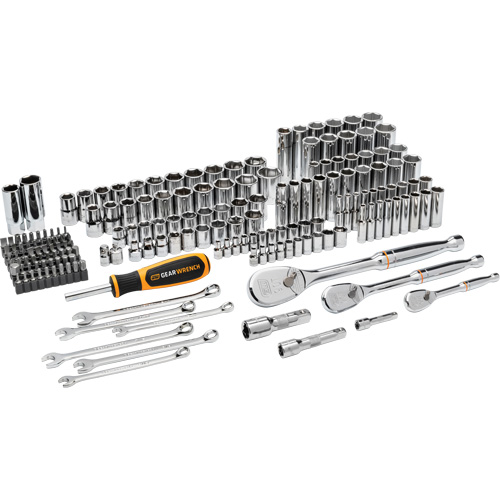 Jeu d'outils manuels pour m&eacute;canicien 90T SAE/MM avec prises 1/4", 3/8” & 1/2" Distribution Industrielle GC
