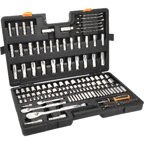 Jeu d'outils manuels pour m&eacute;canicien 90T SAE/MM avec prises 1/4", 3/8” & 1/2" Distribution Industrielle GC