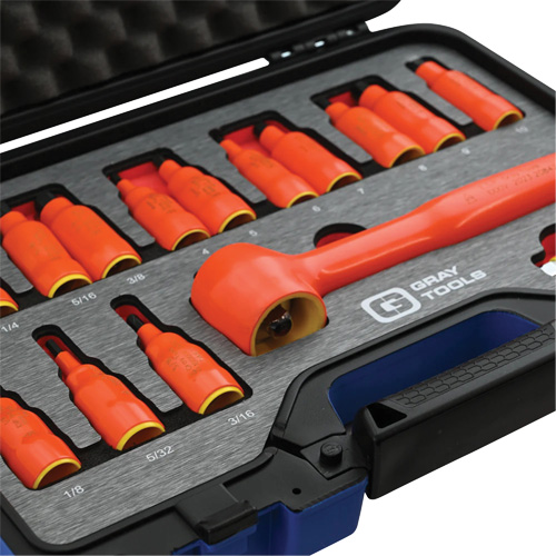3/8" Drive SAE & Metric Hex Bit Insulated Socket and Attachment Set, 1000 V, 16 Pcs Distribution Industrielle GC