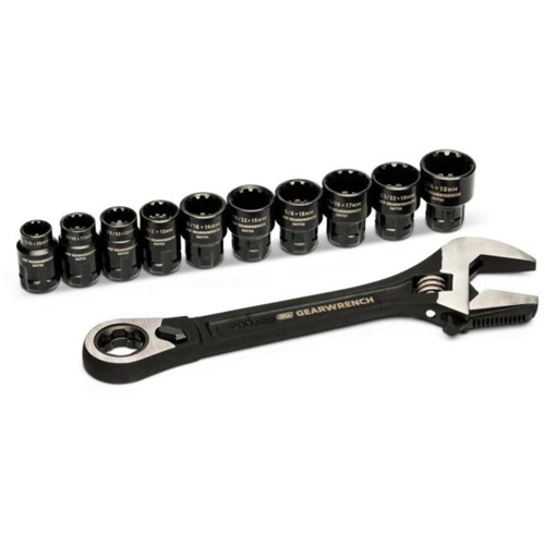 Ensemble de cl&eacute;s ajustable Pass-Thru 11 morceaux, 8" lo, la max. 1-1/8", Chrome/Poli Distribution Industrielle GC