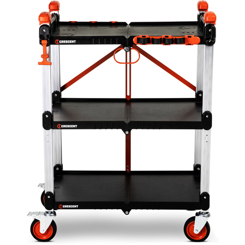 Chariot de chantier pliable &agrave; 3 &eacute;tag&egrave;res SITERUNNER, 30-3/5" lo x 20" la x 42-1/2" h, Noir Distribution Industrielle GC