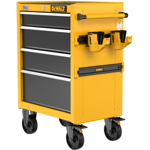 Coffre &agrave; outil roulant robuste, 4 tiroirs, 26" la x Jaune Distribution Industrielle GC