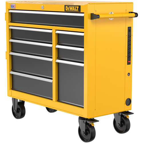 Postes de travail industriel mobile, 8 tiroirs, 40" la x Jaune Distribution Industrielle GC