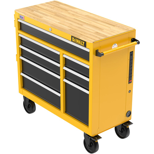 Postes de travail industriel mobile, 8 tiroirs, 40" la x Jaune Distribution Industrielle GC