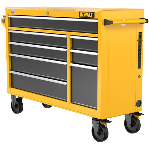 Postes de travail industriel mobile, 8 tiroirs, 52" la x Jaune Distribution Industrielle GC