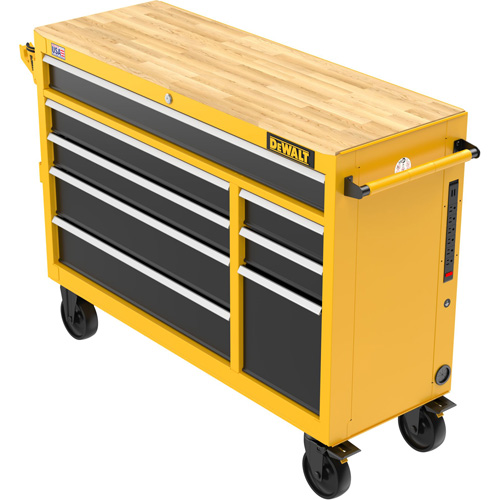 Postes de travail industriel mobile, 8 tiroirs, 52" la x Jaune Distribution Industrielle GC