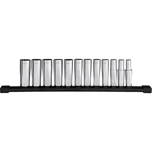 Jeu de douilles &agrave; puits profondes m&eacute;triques &agrave; 12 pans, 12 Mcx, Prise de 3/8", Profond Distribution Industrielle GC