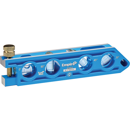 Niveau torpille moul&eacute; sous pression TRUE BLUE, 6" lo, Aluminium, 4 fioles Distribution Industrielle GC
