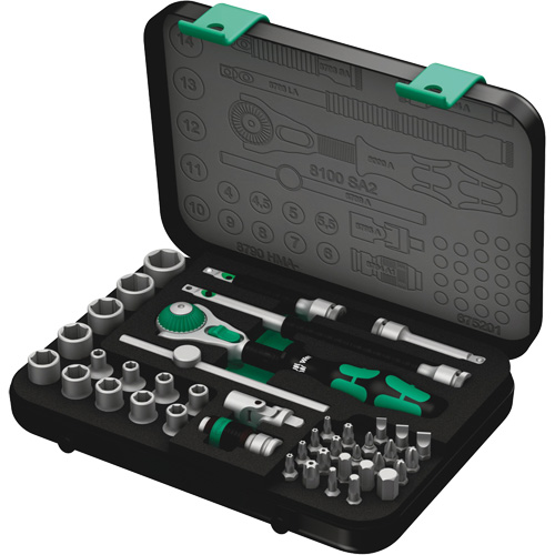 8100 SA 2 Zyklop Speed Ratchet Set, 42 Pcs, 3/8" Drive Size Distribution Industrielle GC