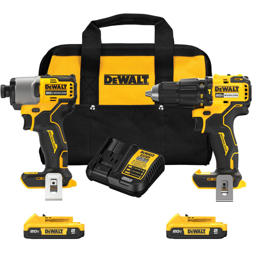 Ensemble de perfomarteau compact sans fil et sans balai de 1/2" & tournevis &agrave; chocs de 1/4", Lithium-ion, 20 V Distribution Industrielle GC