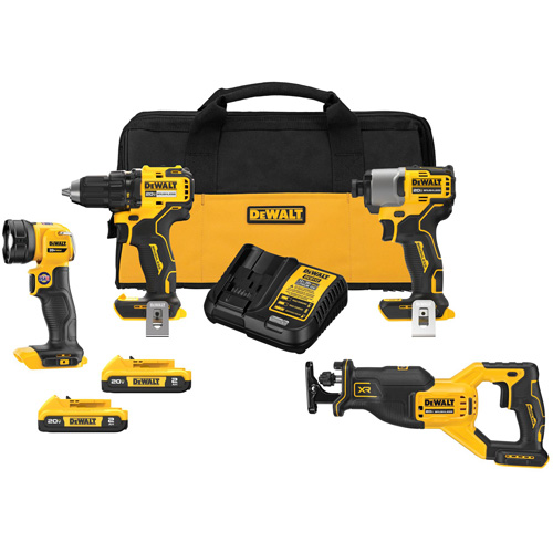 Ensemble de quatre outils combin&eacute;s sans fil et sans balai XR, Lithium-ion, 20 V Distribution Industrielle GC