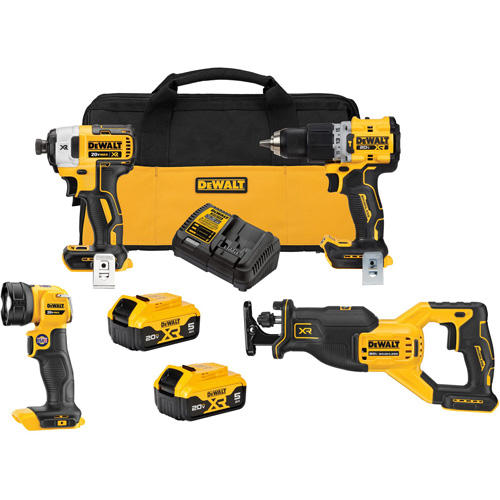 Ensemble de quatre outils combin&eacute;s sans fil et sans balai XR, Lithium-ion, 20 V Distribution Industrielle GC