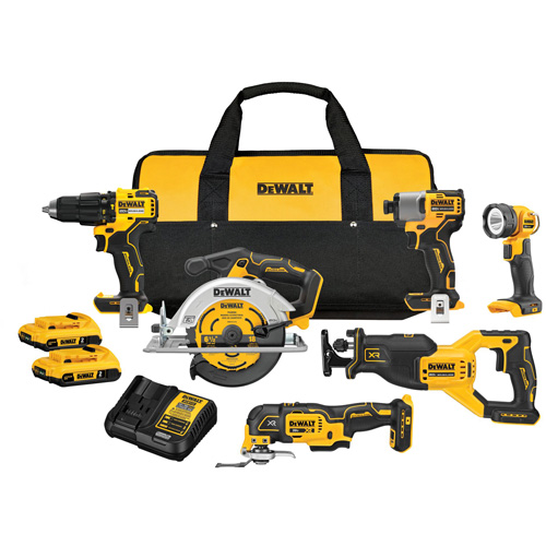 Ensemble de six outils &agrave; moteur sans balai V20, Lithium-ion, 20 V Distribution Industrielle GC