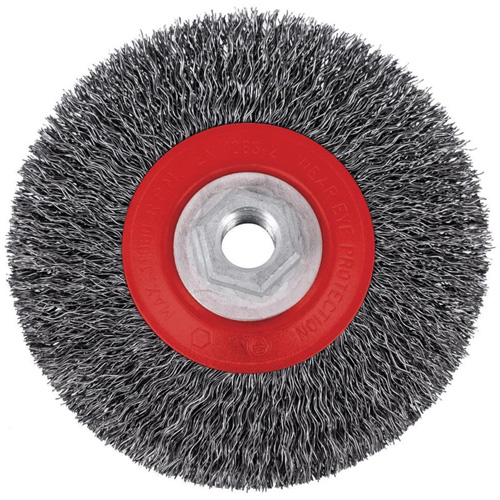5C14T High Performance Crimped Wire Brush, 5" Dia., 0.014" Fill, 5/8"-11NC Arbor Distribution Industrielle GC