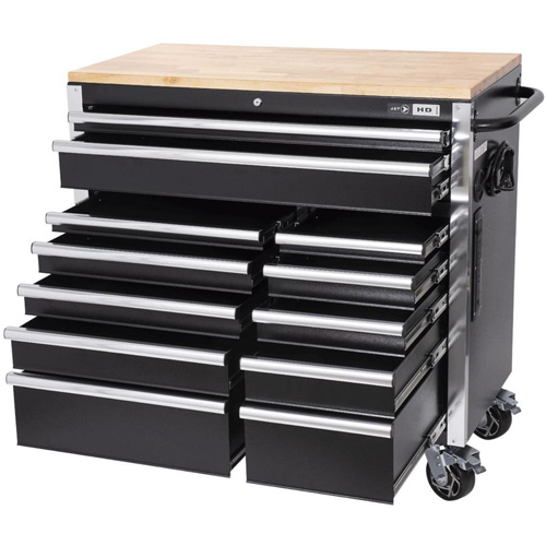 HDRC4112 HD Series Roller Cabinet, 12 Drawers, 41" W x 21" D x 40-3/10" H, Black Distribution Industrielle GC