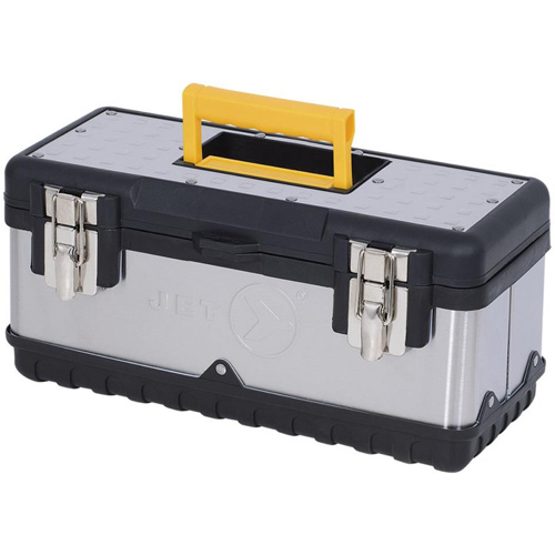 Coffre &agrave; outils portatif en acier inoxydable JPSTB-15, 6-1/4" P x 15" la x 7" h, Noir/Argent Distribution Industrielle GC