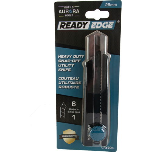 Couteau r&eacute;tractable de 25 mm, Acier inoxydable, Robuste, Prise en Caoutchouc Distribution Industrielle GC