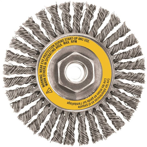 Brosse boisseau, Dia. 4", Fils 0,02", Arbre 5/8"-11, Acier inoxydable Distribution Industrielle GC