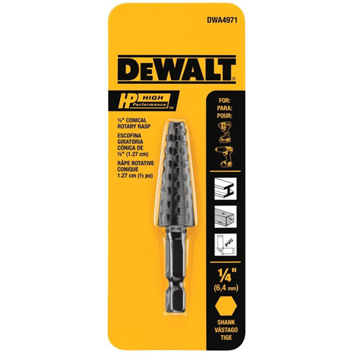 R&acirc;pe rotative conique haute performance 1/2" avec tige hexagonale 1/4" Distribution Industrielle GC