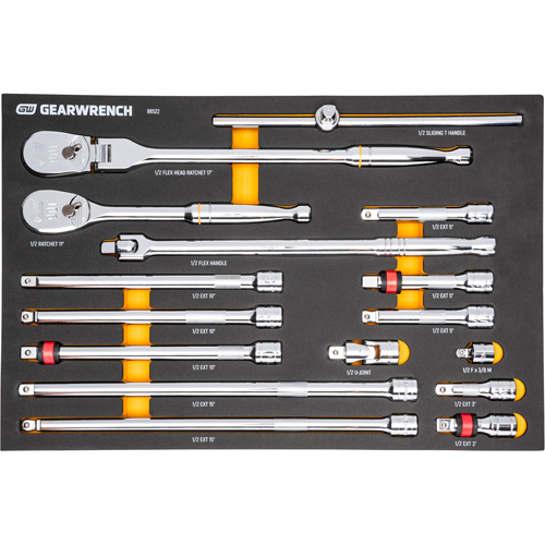 Ensemble d'outils &agrave; cliquet et d'entraînement 1/2" &agrave; 90 dents avec plateau de rangement en mousse Distribution Industrielle GC