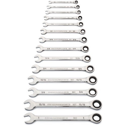90-Tooth 12 Point SAE Wrench Set, Ratcheting Combination, 14 Pieces, Imperial Distribution Industrielle GC