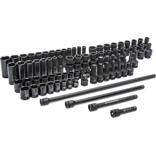 6 Point SAE/Metric Master Socket Set, 80 Pcs, Impact, 3/8" Drive Size, Deep Distribution Industrielle GC