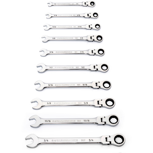 90-Tooth 12 Point SAE Wrench Set, Flex Head/Ratcheting Combination, 10 Pieces, Imperial Distribution Industrielle GC