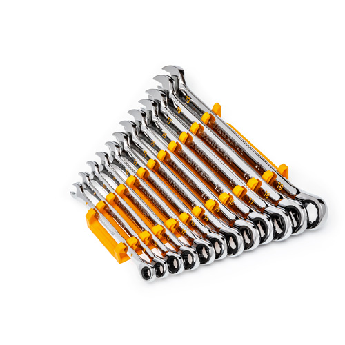 Jeu de cl&eacute;s &agrave; 12 pans et 90 dents, Combinaison &agrave; cliquet, 12 morceaux, M&eacute;trique Distribution Industrielle GC