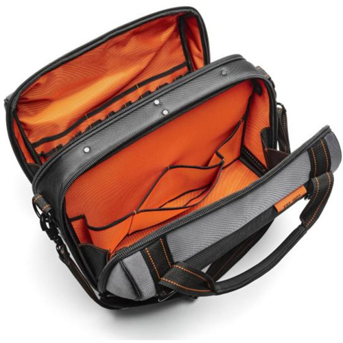 Sac ouvert de 17" pour outils d'ouvrier, Polyester, 3 pochettes, Noir/Gris/Orange Distribution Industrielle GC