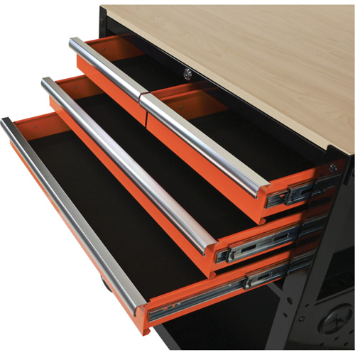 Chariot utilitaire, 4 tiroirs, Noir/Orange Distribution Industrielle GC