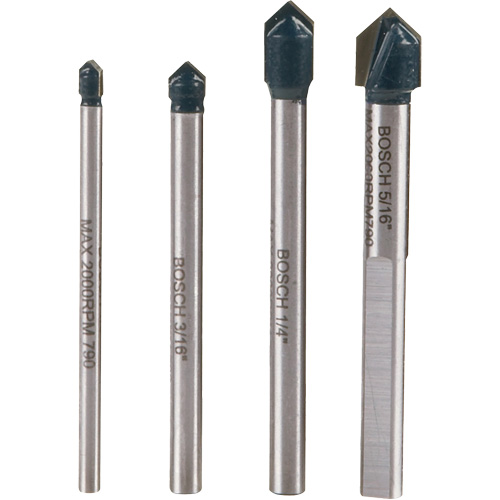 Glass & Tile Drill Bit Set, 4 Pieces, Carbide Distribution Industrielle GC