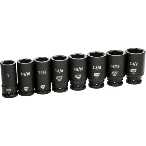 Jeu de douilles SAE &agrave; 6 pans, 8 Mcx, Chocs, Prise de 3/4", Profond Distribution Industrielle GC