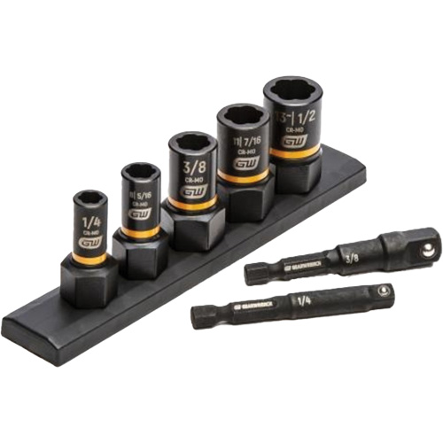 Jeu de douilles d'extraction SAE Bolt Biter, 7 Mcx, Chocs, Prise de 1/4"/3/8" Distribution Industrielle GC
