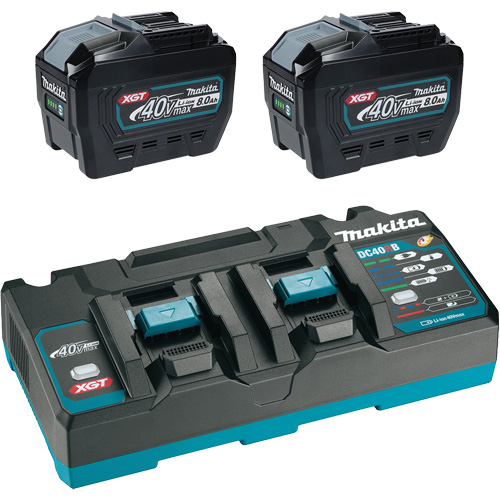 Ensemble de d&eacute;part XGT avec chargeur rapide &agrave; deux ports et deux batteries de 8?Ah, 40 V, Lithium-ion Distribution Industrielle GC