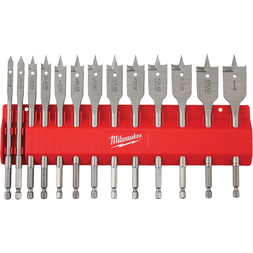Flat Boring Bit Set, 13 Pieces, High Carbon Steel Distribution Industrielle GC