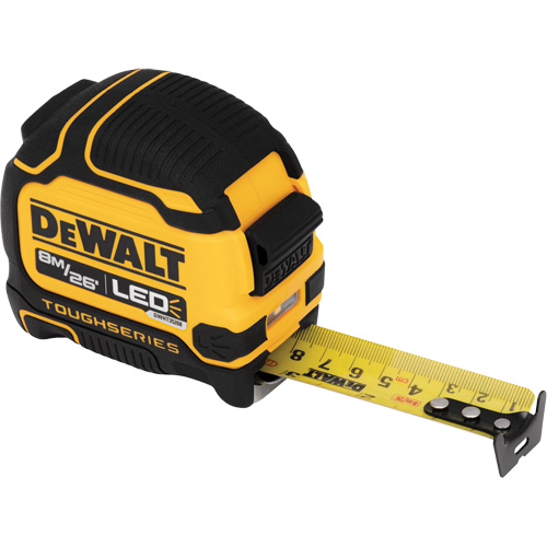 TOUGHSERIES Lighted Tape Measure, 26'/8 m, Imperial & Metric Graduations Distribution Industrielle GC