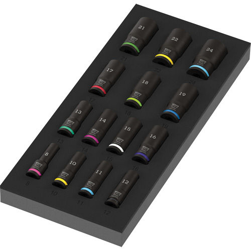 Insert en mousse pour jeu de douilles profondes Impaktor 1 Zyklop B, 15 Mcx, Chocs, Prise de 3/8", Profond Distribution Industrielle GC