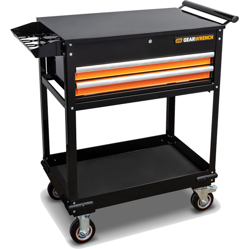 Chariot utilitaire, 2 tiroirs, 32-1/2" la x 42" h, Noir/Orange Distribution Industrielle GC
