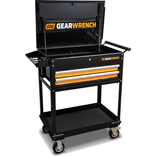 Chariot utilitaire, 2 tiroirs, 32-1/2" la x 42" h, Noir/Orange Distribution Industrielle GC