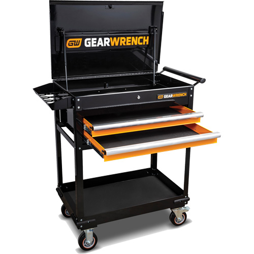Chariot utilitaire, 2 tiroirs, 32-1/2" la x 42" h, Noir/Orange Distribution Industrielle GC