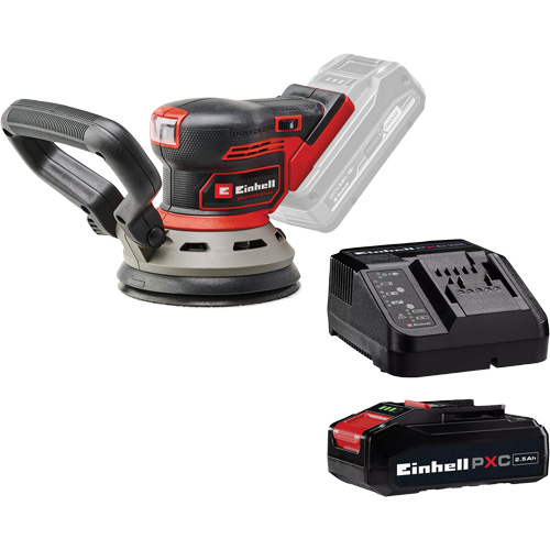 Ponceuse orbitale al&eacute;atoire avec batterie 2,5 Ah PXC et ensemble de d&eacute;part de chargeur, papier sabl&eacute; 5", 18 V, 6000 - 24000 OPM Distribution Industrielle GC