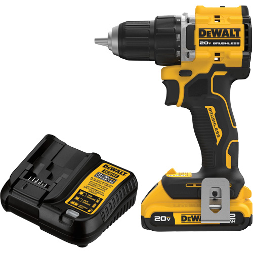 ATOMIC COMPACT SERIES Brushless Cordless Drill/Driver Kit, Lithium-Ion, 20 V, 1/2" Chuck Distribution Industrielle GC
