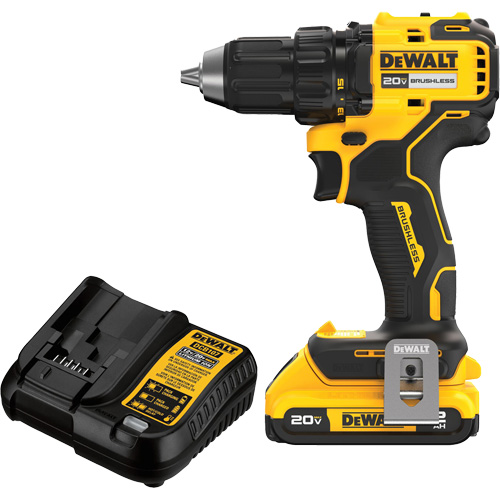 Brushless Cordless Drill/Driver Kit, Lithium-Ion, 20 V, 1/2" Chuck Distribution Industrielle GC