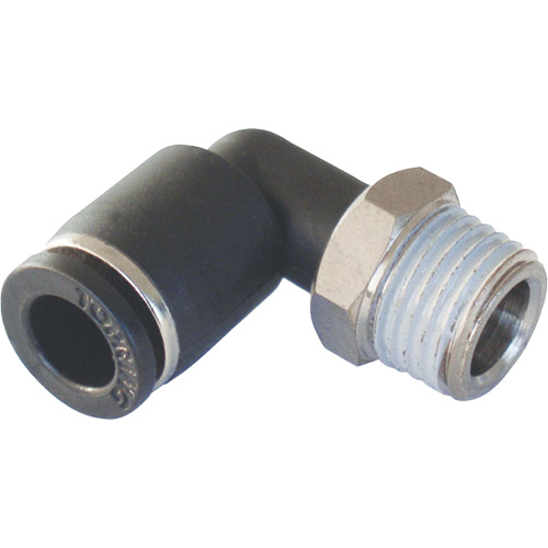 MAXFIT Push-to-Connect to Male NPT Elbow Adapter, 3/8" x 1/2" Dia., PBT Polymer Distribution Industrielle GC