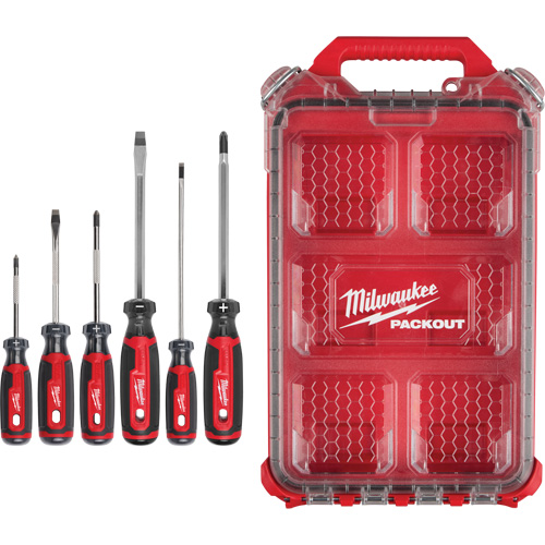 Cushion Grip Screwdrivers Set with PACKOUT Low-Profile Compact Organizer, 6 Pcs. Distribution Industrielle GC