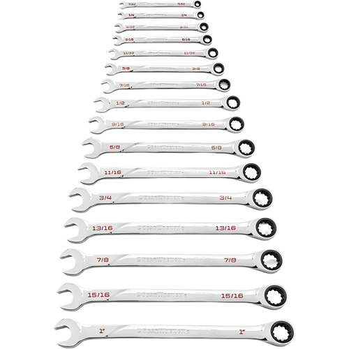 Jeu de cl&eacute;s SAE 120XP Universal Spline XL, Combinaison &agrave; cliquet, 16 morceaux, Imp&eacute;rial Distribution Industrielle GC