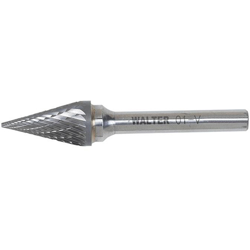Double Cut Conical Carbide Burr, 1/2" Dia., 1/4" Shank, 7/8" Depth of Cut Distribution Industrielle GC